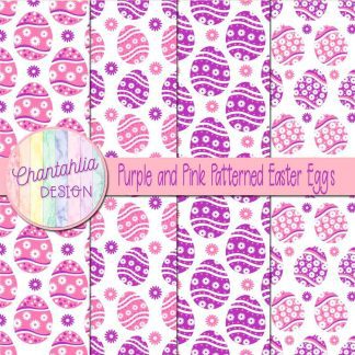 Free purple and pink patterned easter eggs digital papers