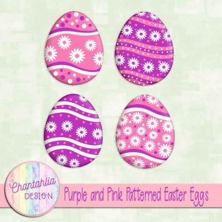 Free purple and pink patterned easter eggs elements