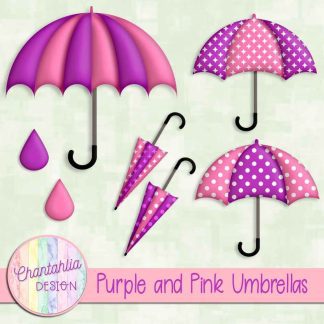 Free purple and pink umbrellas design elements