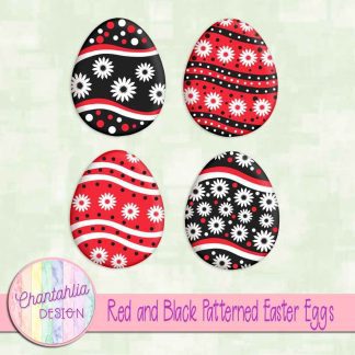 Free red and black patterned easter eggs elements
