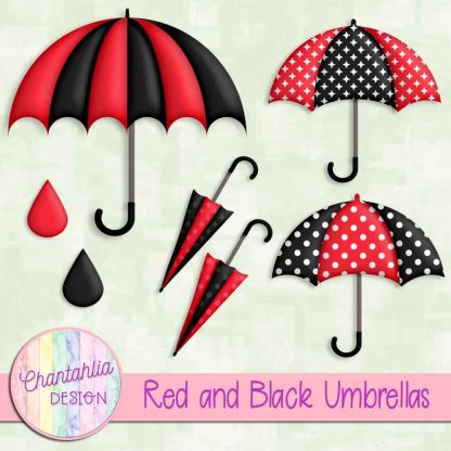 Free red and black umbrellas design elements