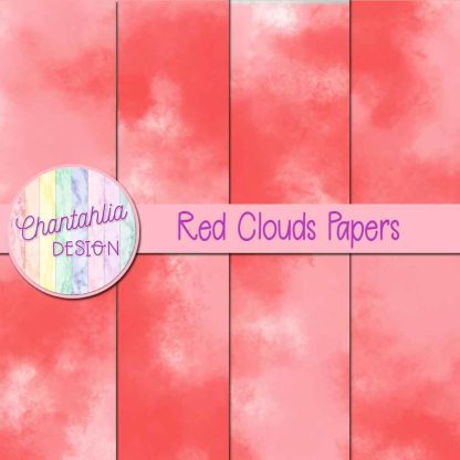 Free red clouds digital papers