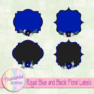 Free royal blue and black floral labels