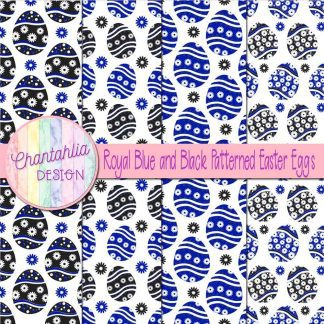 Free royal blue and black patterned easter eggs digital papers