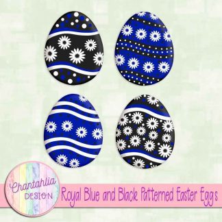 Free royal blue and black patterned easter eggs elements