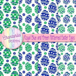 Free royal blue and green patterned easter eggs digital papers