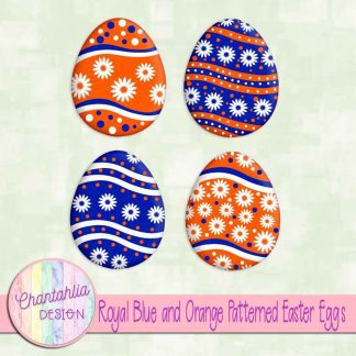 Free royal blue and orange patterned easter eggs elements