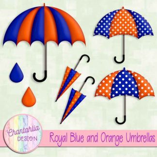 Free royal blue and orange umbrellas design elements