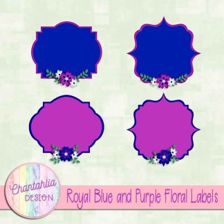 Free royal blue and purple floral labels