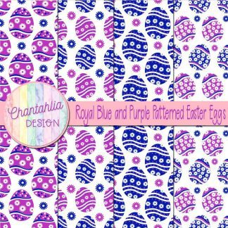 Free royal blue and purple patterned easter eggs digital papers