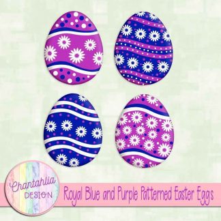 Free royal blue and purple patterned easter eggs elements