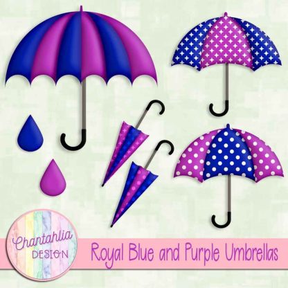 Free royal blue and purple umbrellas design elements