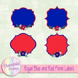 Free royal blue and red floral labels