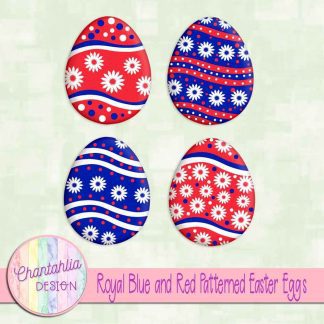 Free royal blue and red patterned easter eggs elements