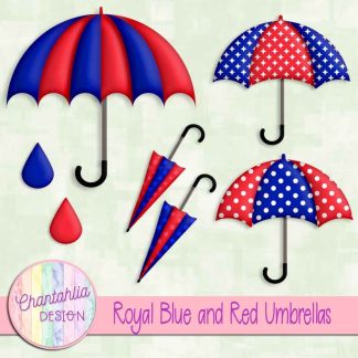 Free royal blue and red umbrellas design elements