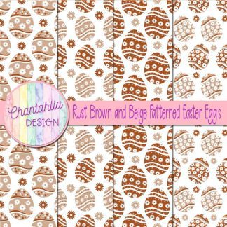 Free rust brown and beige patterned easter eggs digital papers