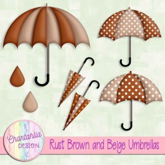 Free rust brown and beige umbrellas design elements