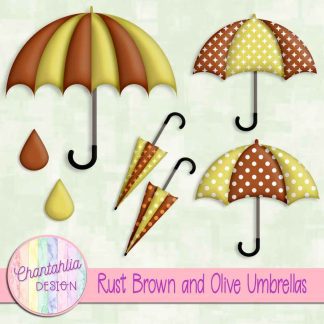 Free rust brown and olive umbrellas design elements