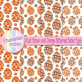 Free rust brown and orange patterned easter eggs digital papers