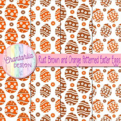 Free rust brown and orange patterned easter eggs digital papers