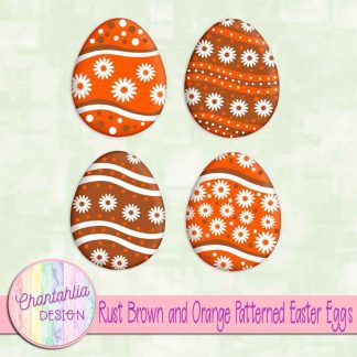 Free rust brown and orange patterned easter eggs elements