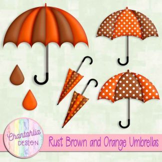 Free rust brown and orange umbrellas design elements