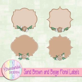 Free sand brown and beige floral labels