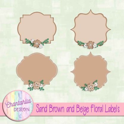 Free sand brown and beige floral labels