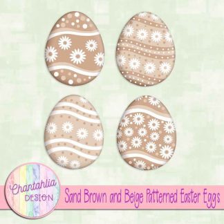 Free sand brown and beige patterned easter eggs elements