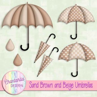 Free sand brown and beige umbrellas design elements