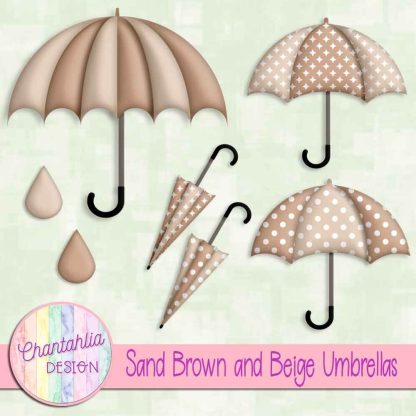 Free sand brown and beige umbrellas design elements