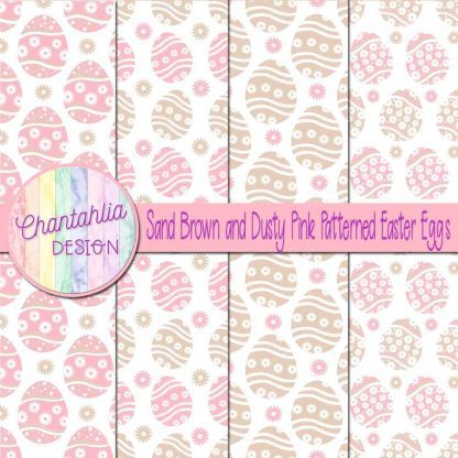 Free sand brown and dusty pink patterned easter eggs digital papers
