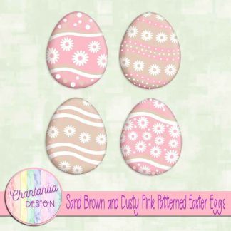 Free sand brown and dusty pink patterned easter eggs elements