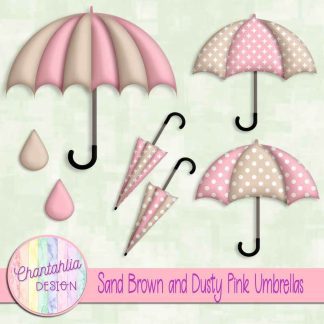 Free sand brown and dusty pink umbrellas design elements