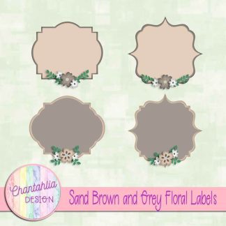 Free sand brown and grey floral labels