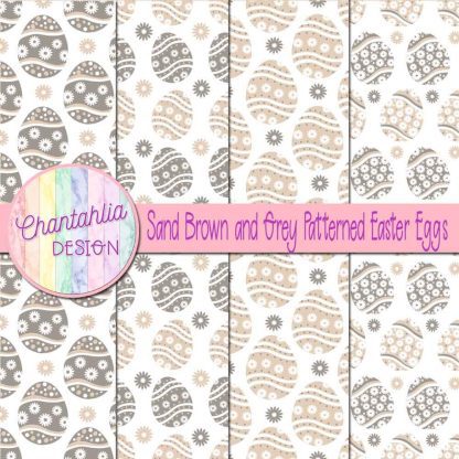 Free sand brown and grey patterned easter eggs digital papers