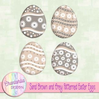 Free sand brown and grey patterned easter eggs elements
