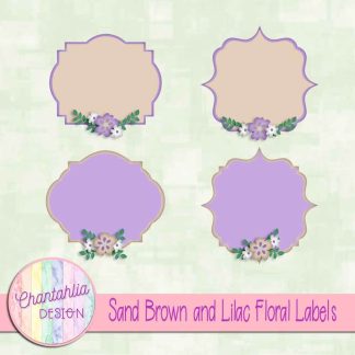 Free sand brown and lilac floral labels