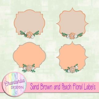 Free sand brown and peach floral labels