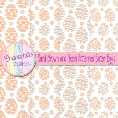 Free sand brown and peach patterned easter eggs digital papers