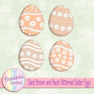 Free sand brown and peach patterned easter eggs elements