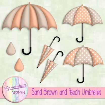 Free sand brown and peach umbrellas design elements