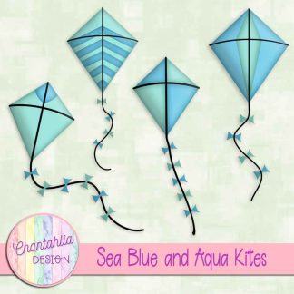 Free sea blue and aqua kites