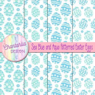 Free sea blue and aqua patterned easter eggs digital papers