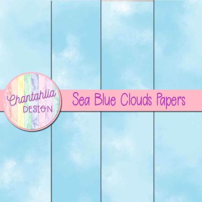 Free sea blue clouds digital papers