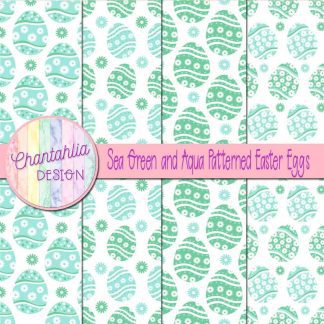 Free sea green and aqua patterned easter eggs digital papers
