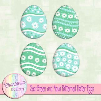 Free sea green and aqua patterned easter eggs elements