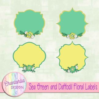 Free sea green and daffodil floral labels