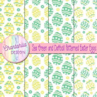 Free sea green and daffodil patterned easter eggs digital papers