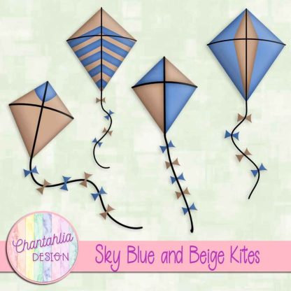 Free sky blue and beige kites